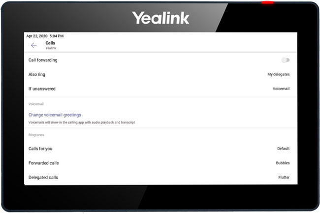 Yealink MP58 Microsoft Teams Phone, Detail of Calls Menu