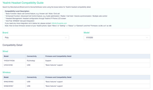 Yealink Headsets Poly Compatibility