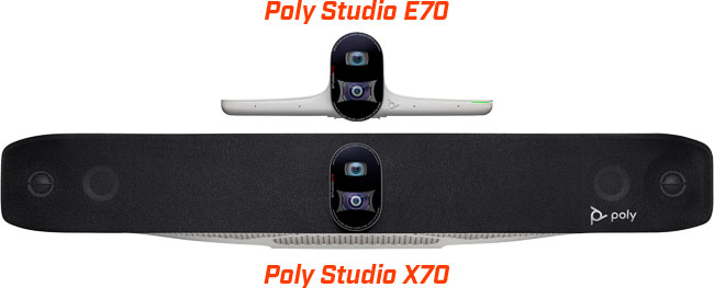 Poly Studio E70 Camera and Poly Studio X70 Video Bar