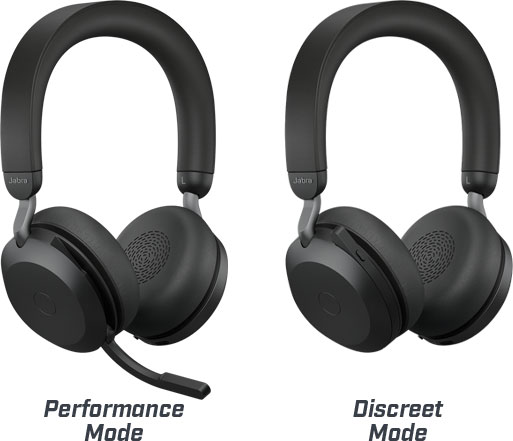 Jabra Evolve2 75 UC Headsets - Performance Mode vs Discreet Mode