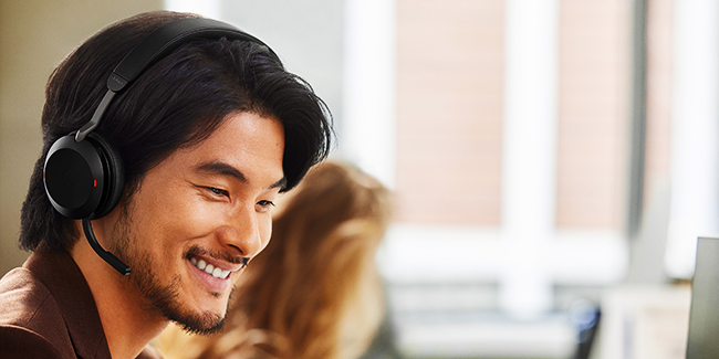 Man Wearing Jabra Evolve2 75 Headset