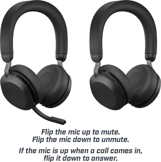 Jabra Evolve2 75, Mute by Flipping Boom Up/Down