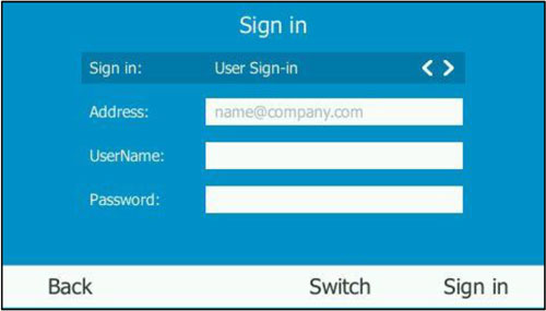 Skype for Business Sign-in Screen