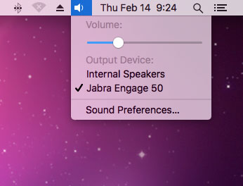 Screenshot of How to Select Jabra Engage 50 on Mac
