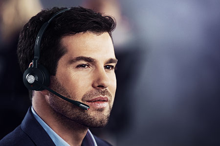 Man Wearing Jabra Engage 75